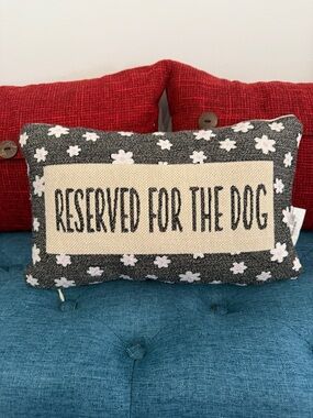 Reserved For The Dog-Black, Cream, Pink Floral Accent Pillow